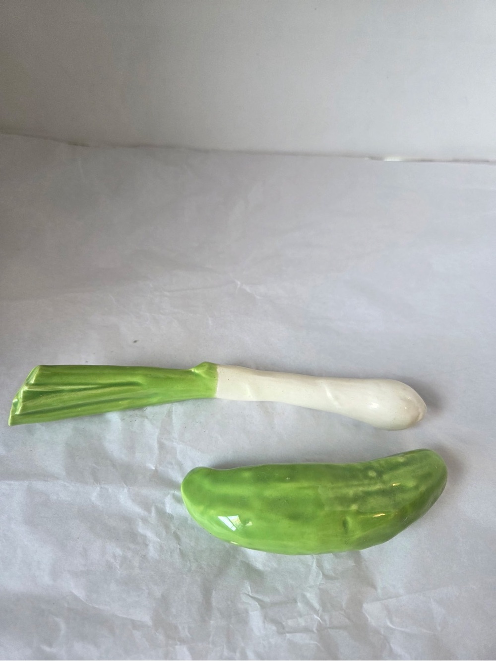 Handmade Ceramic Vegetables Decor Marked Cucumber Leek Green Onion